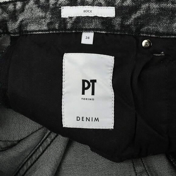PT TORINO DENIM Black Gray ROCK Slim Low Rise Tapered Cotton Denim Jeans 36 NWT - Picture 3 of 3
